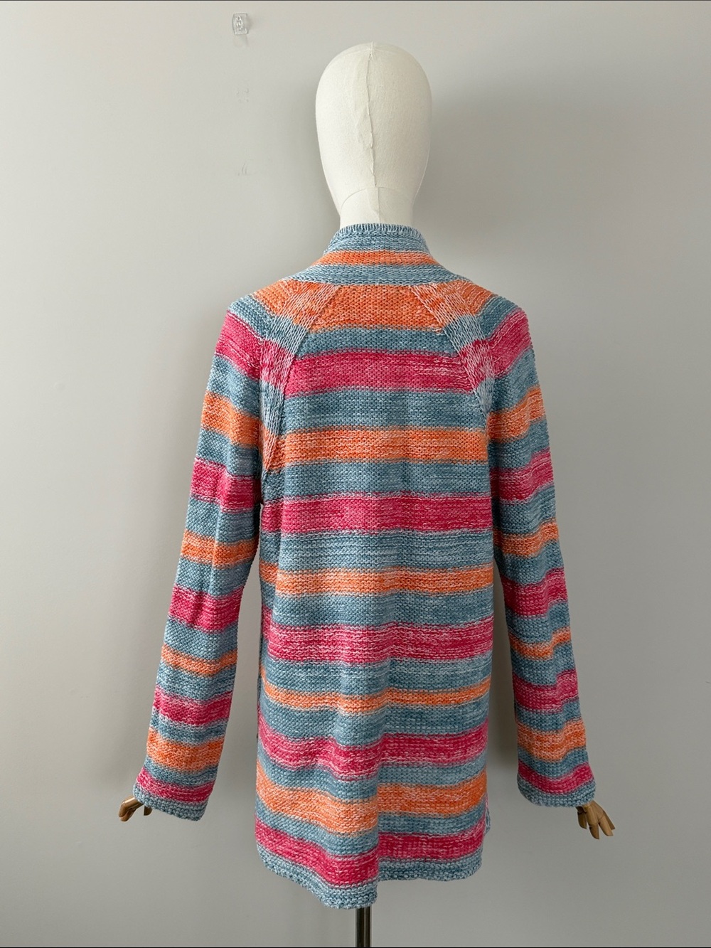 J. Jill Coastal Striped Cotton Linen Knit Sweater High Low Hem Size M - Picture 6 of 14